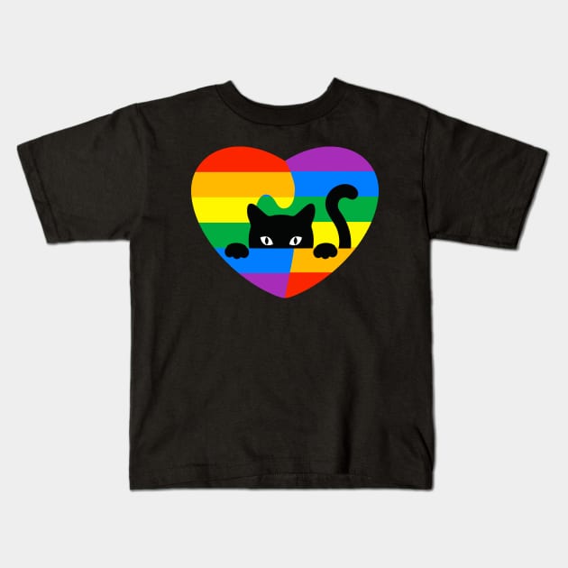 cat Rainbow Flag Human Rights Womens & Gay Rights LGBTQ+ Pride Kids T-Shirt by IYearDesign